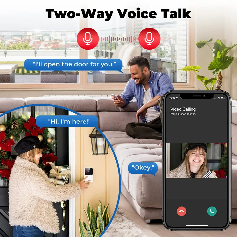 Wi-Fi Video Doorbell communicate with visitors using your smartphone. 