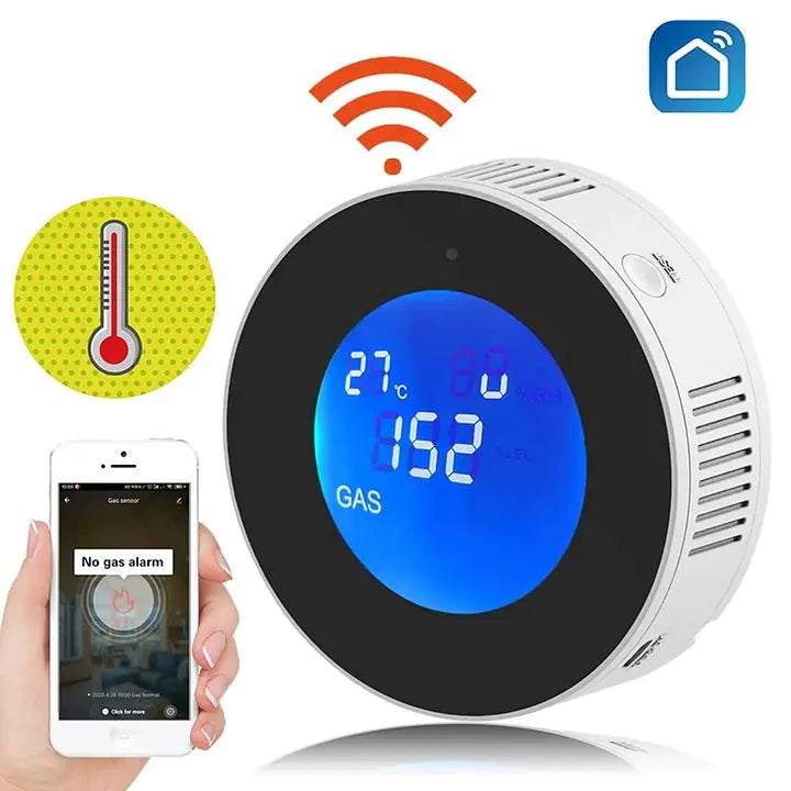 Digital LCD Temperature Display Gas Sensor for Home Kitchen safety-con