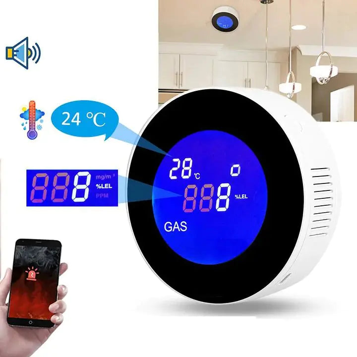 Digital LCD Temperature Display Gas Sensor for Home Kitchen safety-con